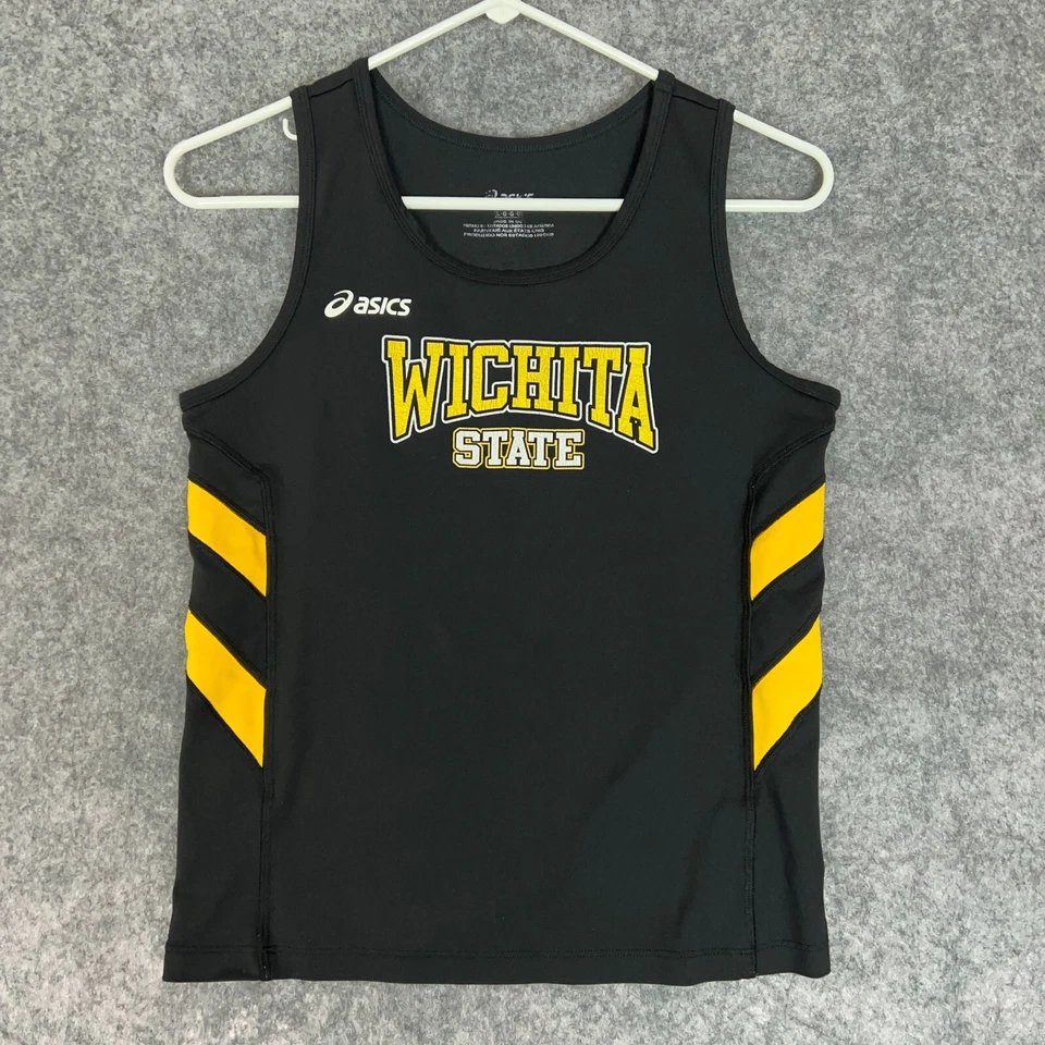 Wichita State Shockers Womens Shirt Large Asics Black Yellow Tank Top NCAA Run B - Image 1 of 4