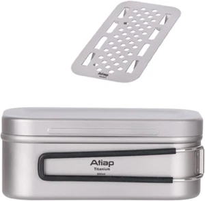 Titanium Bento Lunch Box Set Mess Kit with Lid Handle Bag 1200ML 800ML Cooking F - Picture 1 of 7