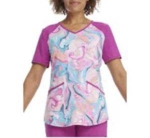 Scrubstar Damen "Fabulous Marble" V-Ausschnitt Print Scrub Top WM32T738GH Größe Small - Bild 1 von 8