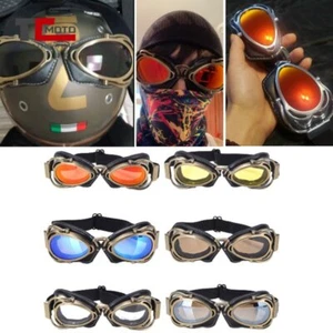 Motorcycle Vintage Riding Wear Sun Goggles for Cafe Racer Pilot Helmet Glasses - Bild 1 von 14