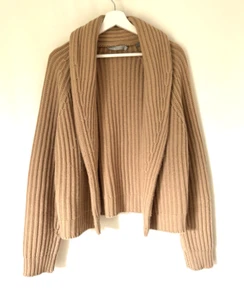Vince Womens Cardigan Large Wool Cashmere Tan Beige Thick Knit Warm - Picture 1 of 8