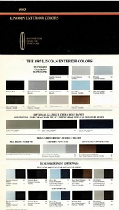 1987 Lincoln Continental Mark VII Town Car Factory Paint Chip Brochure - Picture 1 of 1