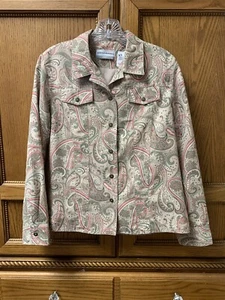 Alfred Dunner Women’s Lightweight Pink & Green Paisley Lined Jacket Sz 8 Petite - Picture 1 of 8