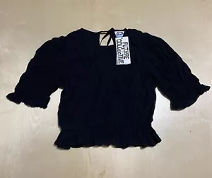 Future Collective Women's Black Ruffle Textured Top Size Small Blouse Shirt - Picture 1 of 9