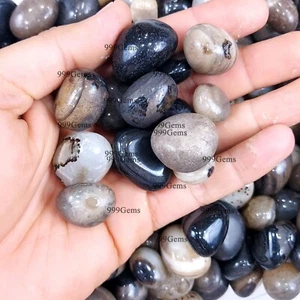 Lote de 20 piedras preciosas naturales AAA gris ónix negro para hacer joyas 10-20 - Imagen 1 de 10