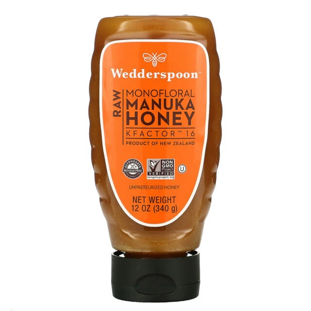 Wedderspoon Raw Monofloral Manuka Honey KFactor 16 - 12oz