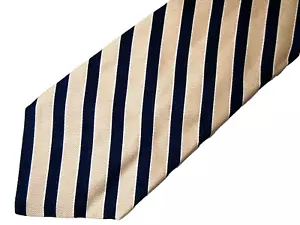 Daniel Cremieux Herren Krawatte Krawatte beige dunkelblau gestreift 61" lang - Bild 1 von 4