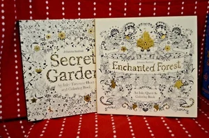 SIE WÄHLEN Erwachsene MALBUCH Handwerk Entspannen GEHEIMER GARTEN oder ZAUBERWALD Zeichnung - Bild 1 von 9