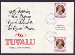 TUVALU - 1981 REINA MADRE 80 CUMPLEAÑOS - PORTADA PRIMER DÍA SIN DIRECCIÓN - Imagen 1 de 1