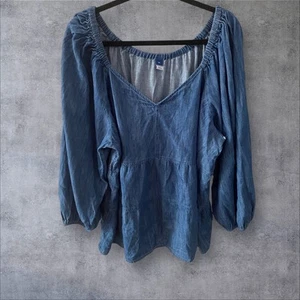 Old Navy Damen Denim Top Lagom Boho Western Cottagecore Minimalistisch Blau 3X - Bild 1 von 9