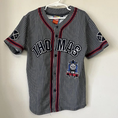 Camiseta de béisbol Thomas & Friends talla 5/6 tren tanque motor parche a rayas 1 Foto 1 de 4