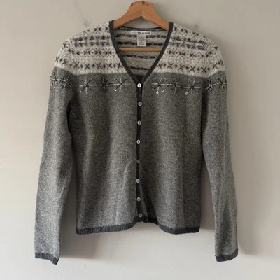 Cárdigan Jillian Jones Corderos Lana Angora Talla Pequeña Vacaciones Feria Isla Tranquilo Lujo Foto 1 de 4