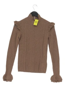 Ralph Lauren Women's Top XS Brown Striped 100% Wool Long Sleeve High Neck Basic - Picture 1 of 5