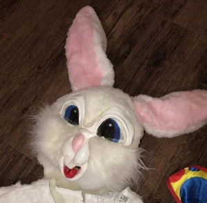 Easter Bunny COMPLETE COSTUME - Headpiece/Gloves/shoe Cover/suit/Bow/ Apron - Picture 1 of 23