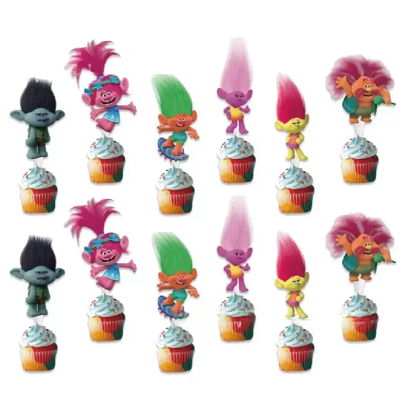 24pcs Trolls Cupcake Topper Party Supplies Kids Birthday Decoration - image 1 of 1