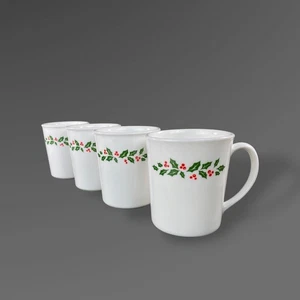 Juego de 4 tazas de café Corning Winter Holly de colección para bebidas navideñas - Imagen 1 de 10