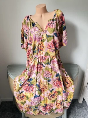 Terra & Sky MuuMuu Dress Women’s Plus 2x 20-22w Maxi Tiered Allover Big Floral V - Image 1 of 4