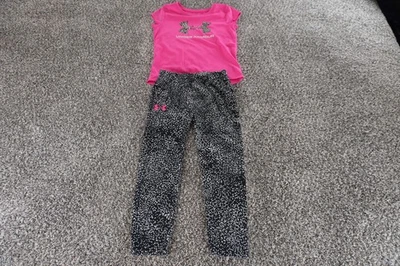 Under Armour Shirt Pants Set Girls 6 Athletic Top Leggings Outfit 2 Piece Set - Image 1 of 4