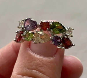 Bellissimo e colorato anello con dieci pietre multicolore - misura 10 - Foto 1 di 3