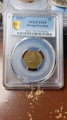 1858/7 Strong Flying Eagle Cent Large Letters PCGS VF35                     5414 - Image 1 of 4