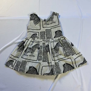 Vintage Zebra Kleid Kleinkind 2T/3T grau Zoo Animal Print A-Linie Midi Südafrika - Bild 1 von 13