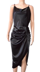 KIMCURVY Women's Satin Spaghetti Strap Cowl Neck Cami Ruched Dress Size 24W - Picture 1 of 4
