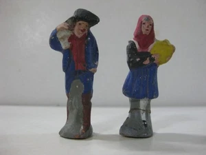 F102 ANTIGUAS FIGURAS BELEN TERRACOTA-BARRO-PINTADA A MANO-PAREJA CAMPESINOS - Imagen 1 de 5