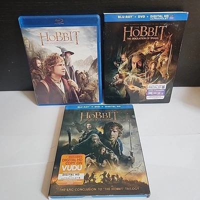 The Hobbit Trilogy Blu-ray Set Five Armies, Smaug , Unexpected Journey Free Ship Foto 1 de 4