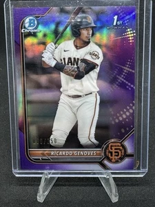 2022 Bowman Chrome Purple RayWave Refractors Ricardo Genoves #BCP-60. 80/250 - Bild 1 von 2