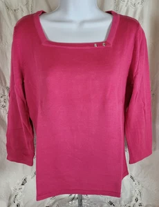 Requisitos Mujer S Pullover Top Fusia Rosa Cuello Cuadrado 100% Acrílico Manga 3/4 - Imagen 1 de 15