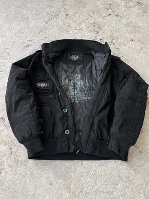 VTG IF SIX WAS NINE JAPANESE STYLE BOMBER CROPPED RIRI JACKET WITH FUR 90S Y2K - Image 1 of 4