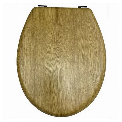 Copriwater Universale Sedile WC In Legno MDF Finitura Rovere Cerniere In Acciaio - Immagine 1 di 2