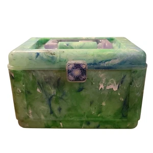 Vintage Caboodles Color Collisions Green Marble Tote Organizer #5604 USA - Picture 1 of 5