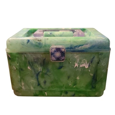 Bolso Organizador Vintage Caboodles Color Colisiones Mármol Verde #5604 EE. UU. Foto 1 de 4