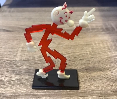 VINTAGE REDDY KILOWATT Red Business Card Figure Black Stand - Electrician's Gift - Image 1 of 4