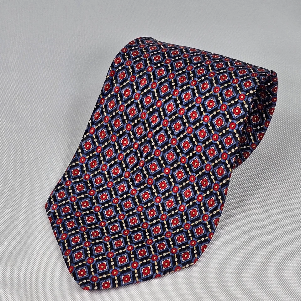 Corbata para hombre Gap Premium seda auténtica roja azul geométrica 100 % seda Foto 1 de 3