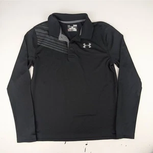 Under Armour Youth Black Long Sleeve Polo Shirt - Picture 1 of 3