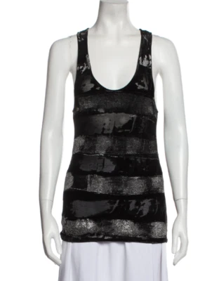 Top Saint Laurent de terciopelo negro sin mangas con rayas plateadas, talla XS ¡NUEVO CON ETIQUETAS! Foto 1 de 4