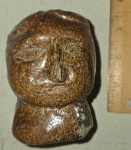 OUTSIDER Volkskunst roter TonAFRICAN AMERICAN POTTERY Skulptur MANS HEAD - Bild 1 von 6
