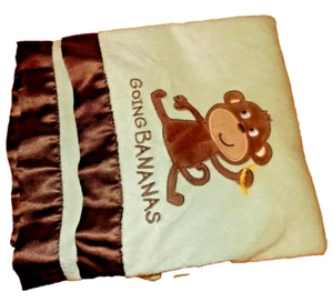 5D !WOW! LN Carter's MoNkEy Going Bananas Plush Velour Satin Baby Crib Blanket - Picture 1 of 4
