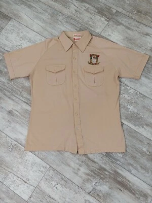Vintage Men's Size L Tan Lancer By David Winter Embroidered Logo Shirt Jester - Image 1 of 4