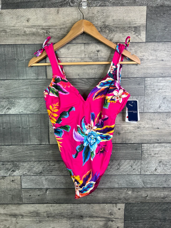 Fantasie Swimsuit Size 32DD Pink Floral Halkidiki Plunge Swimming Costume One Pc - Image 1 of 4