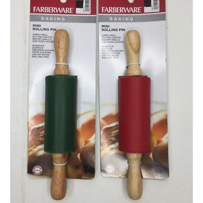 Juego de 2 Mini Rodillos Antiadherentes Farberware para Hornear Rojo Verde 9" Herramienta de Cocina Foto 1 de 4