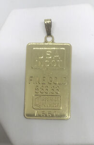 14k gold ingot 3 grams Pendant USA 583.33 assayed A661