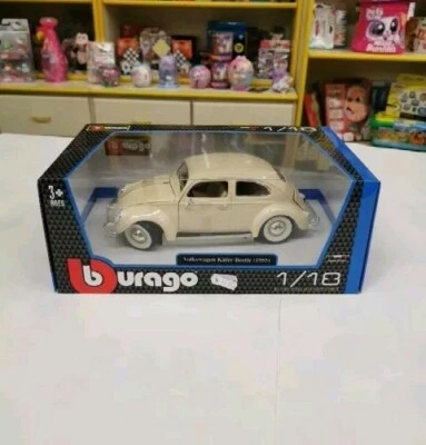 BURAGO 1:18 AUTO DIE CAST VOLKSWAGEN KAFER BEETLE MAGGIOLINO CREMA 18-12029 - Immagine 1 di 2