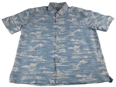 Quiksilver Waterman Short Sleeve Button Shirt Men's XL Comfort Fit Marlin Fish - Image 1 of 4