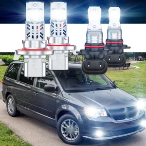 LED Headlight 9008 + Fog Bulbs 9145 For Dodge Caravan Grand Caravan 2008 -2009 - Picture 1 of 12