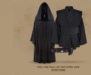 NEW DARTH MAUL DISNEY HILT OUTFIT ROBE TUNIC BLACK BELT CLIP L-XL - Picture 1 of 11