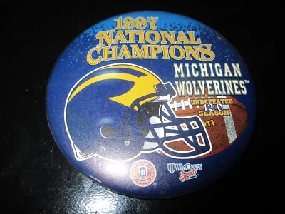 MICHIGAN WOLVERINES FOOTBALL 1997 National Champs 3 1/2" Round Pin By Wincraft - Image 1 of 2