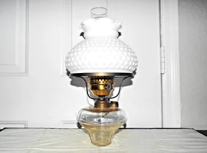 GWTW VINTAGE HOB SHADED CLEAR GLASS CONV TO ELECTRIC OIL BURNER HURRICANE LAMP - Picture 1 of 17